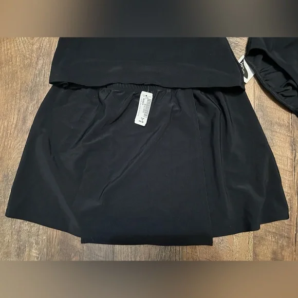 LL BEAN Tankini Skort Set 3pc Size 16 Black Ribbed UPF 50+ Lycra Sunblocking - Picture 4 of 10